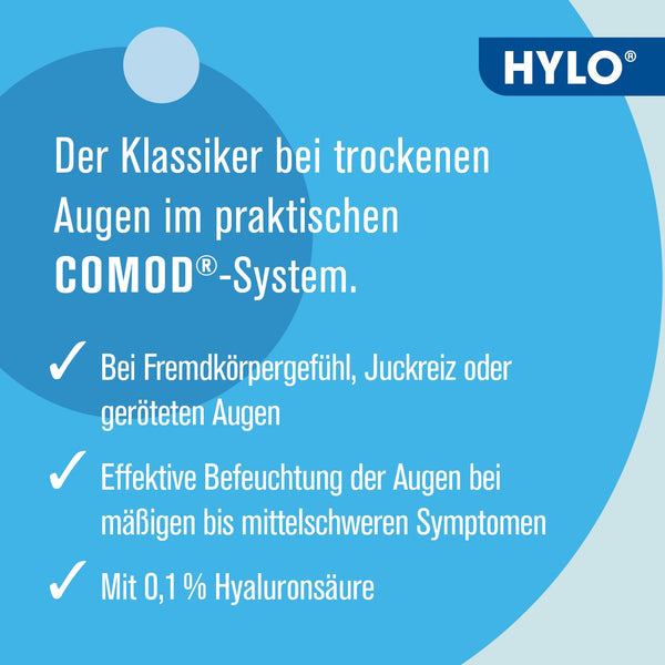 HYLO COMOD Augentropfen für trockene Augen mit Hyaluronsäure, Doppelpackung 2x10 ml - Bodyshop-fit
