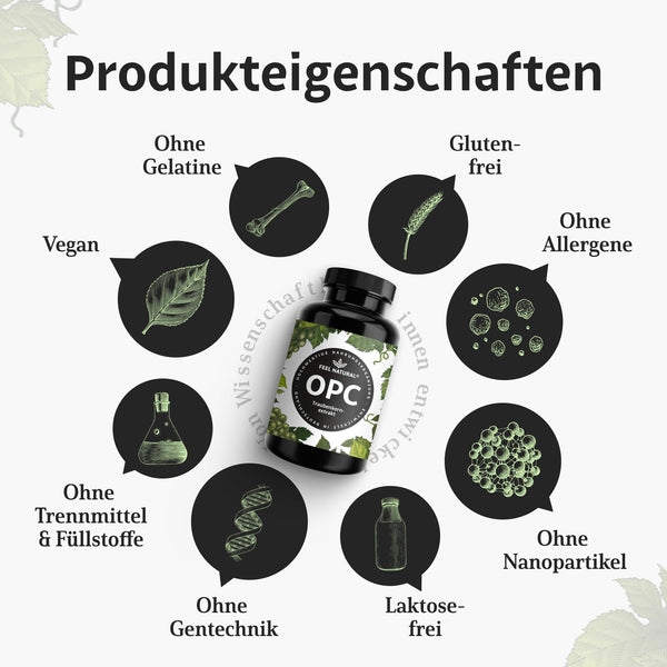 OPC Traubenkernextrakt – 240 Kapseln mit 1000mg OPC Extrakt – Höchster OPC Gehalt nach HPLC – aus französischen Weintrauben – Vegan, hochdosiert, in Deutschland produziert