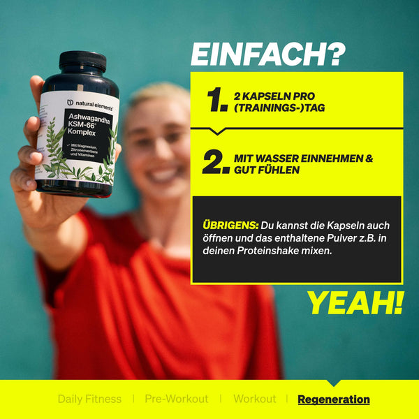 Ashwagandha Bodyshop-fit Komplex hochdosiert – 600mg pro Tagesdosis – 120 Kapseln mit KSM-66, Zitronenverbene, Magnesium, Folsäure, Vitamin C, B6 & B12 – vegan & laborgeprüft - Bodyshop-fit