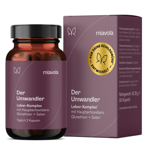 miavola Schilddrüsen Leber Komplex - Hochdosierte 60 Kapseln mit Mariendistel, Artischocke, Cholin, Glutathion, Selen, NAC und Aminosäuren - Bodyshop-fit