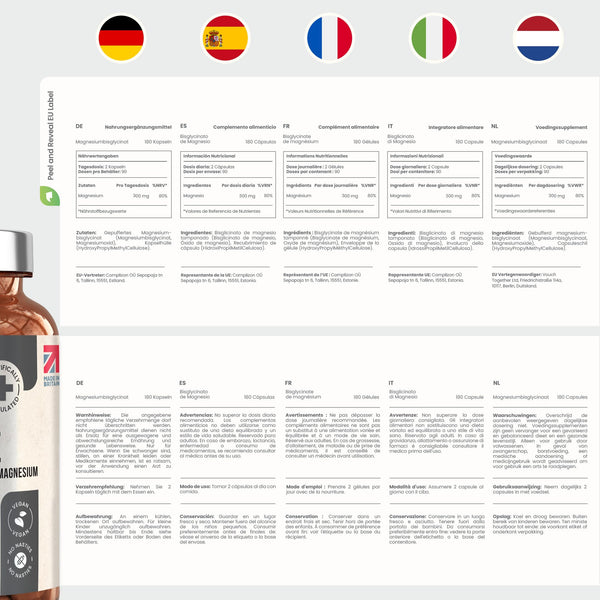 Magnesium Glycinat 180 Kapseln | 300mg Elementares Mg | 1500mg Pro Dosis - Magnesium Bisglycinat Pulver Gepuffertes | Hochdosiert Magnesiumglycinat Ohne Zusatzstoffe | VitaBright Magnesiumbisglycinat