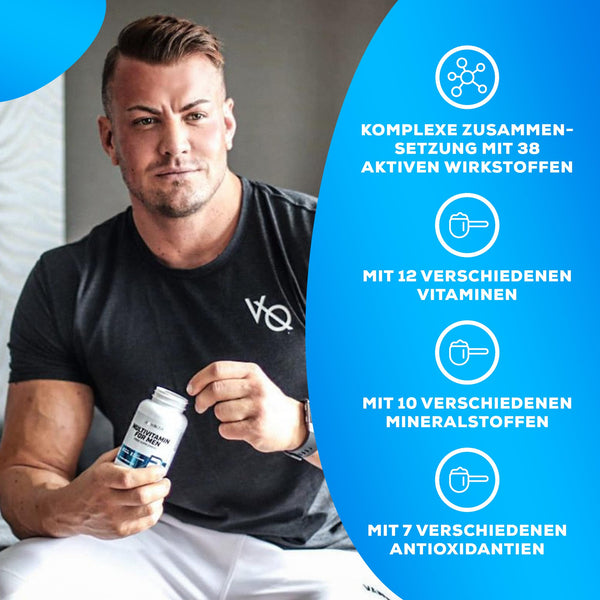 BioTechUSA Multivitamin For Men - Umfassende Unterstützung für aktive Männer | 38 Wirkstoffe | Energie, Immun- und Muskelunterstützung | Antioxidantienschutz, 60 Tabletten
