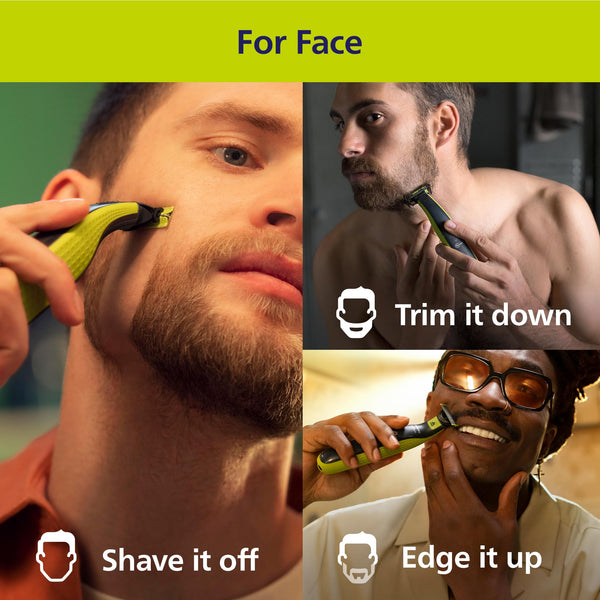 PHILIPS OneBlade 360 Rasierer - Elektrischer Rasierer, Trimmer & Bodygroomer mit 3x 360 Klingen, 3x Trimmaufsätzen und 2x Körperaufsätzen für Nass- & Trockenrasur - Bodyshop-fit