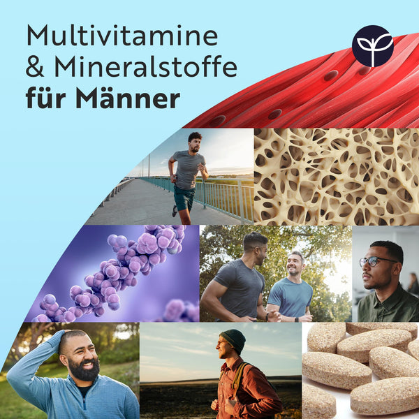 Nutravita Multivitamine & Mineralien für Männer - 25 Essentielle Aktive Vitamine & Mineralien mit Maca-Wurzel & Panax Ginseng - 180 Vegane Multivitamin Tabletten - Multivitamin Tabletten Hochdosiert