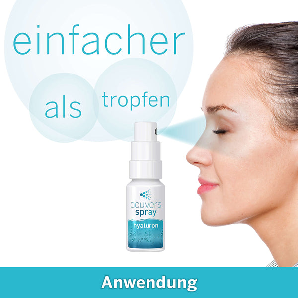 Ocuvers Hyaluron Augenspray – mit Liposomen - 15ml Augenspray gegen trockene Augen - Die Alternative zu Augentropfen gegen trockene Augen