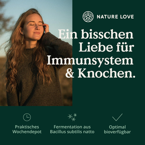 Nature Love Vitamin D3 K2 Wochendepot - 180 vegane Tabletten - 7000IE D3 + 140µg K2 pro Tablette mit >99,7% all-trans - Hochdosiert & vegan - Laborgeprüft, in Deutschland produziert