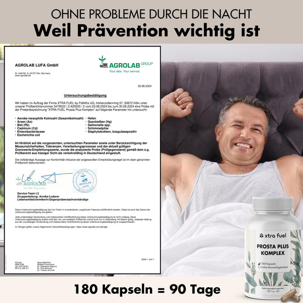 Prosta Plus Komplex - 180 Prostata Kapseln hochdosiert - einzigartige Formel aus Kürbiskern-, Sägepalmen-, Brennnesselwurzelextrakt mit Zink, Vitamin E & Selen - geprüfte Prostata Komplex Kapseln