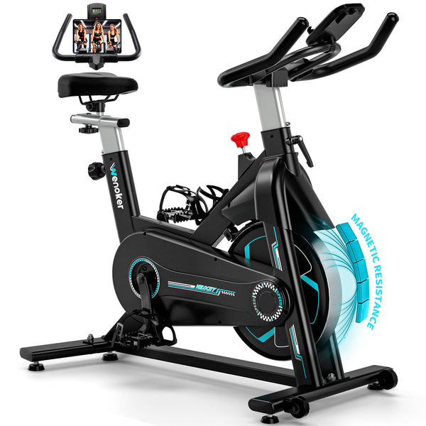 Wenoker Heimtrainer Fahrrad für effektives Kardio-Training Zuhause | Leises Spinning Bike mit APP und verstellbarem Widerstand | Bis 160KG mit Tablet-Halter - Bodyshop-fit