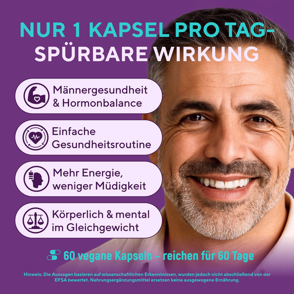 Multivitamin für Männer - 60 Kapseln für 60 Tage - Vitamin Komplex A-Z & Mineralstoffe wie Zink, Magnesium, Und Mehr - Hochdosierte Tabletten Multivinamine A, C, D, E, B6, B12, K