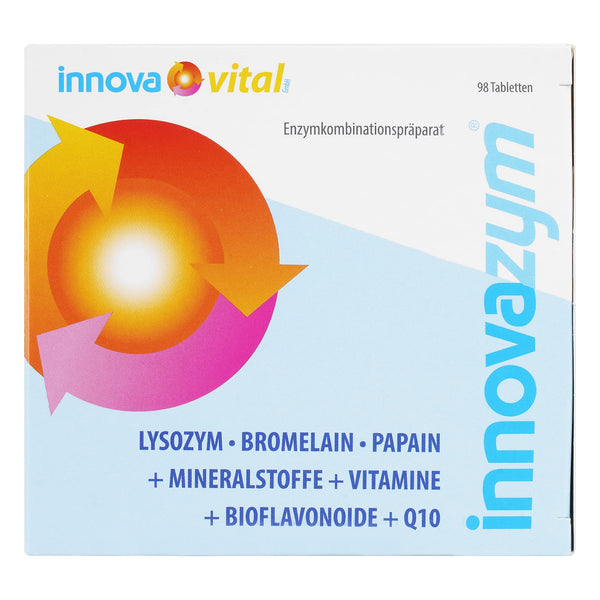 innovazym® Multi-Enzym-Komplex| Entwickelt von der Medizinischen Enzymforschungsgesellschaft| Lysozym+Papain+Bromelain+Bioflavonoide+Q10+Vitamine | 98 Tabletten hochdosiert