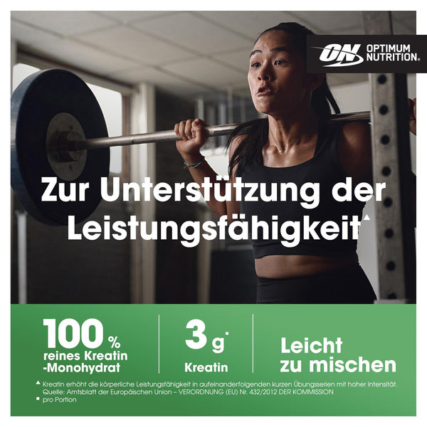 Optimum Nutrition Mikronisiertes Kreatin Pulver - Geschmacksneutral, 634g, 186 Portionen für optimale Leistung - Bodyshop-fit