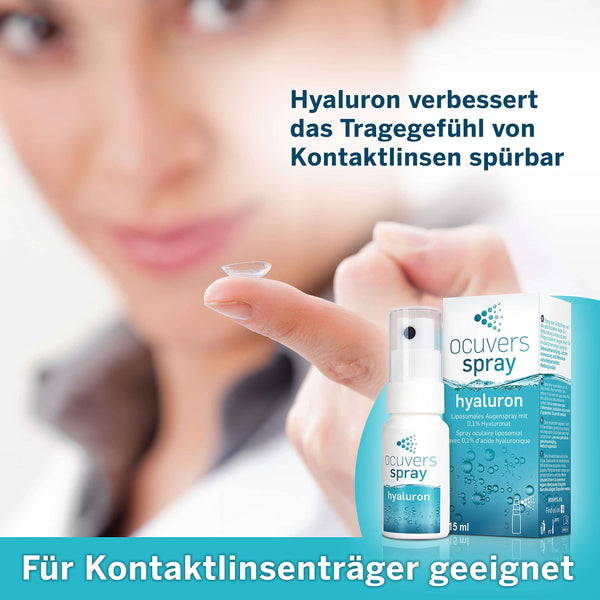 Ocuvers Hyaluron Augenspray – mit Liposomen - 15ml Augenspray gegen trockene Augen - Die Alternative zu Augentropfen gegen trockene Augen
