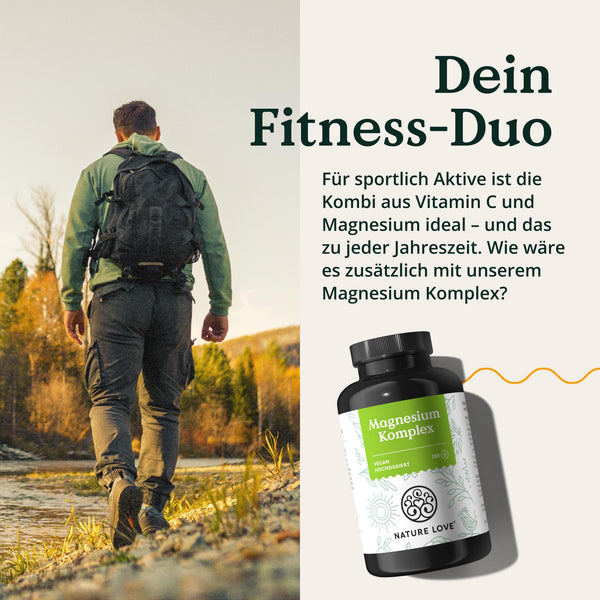NATURE LOVE® Gepuffertes Vitamin C - Hochdosiert mit 1000mg Vitamin C je Tagesdosis - 365 Kapseln - pH-neutral & gut verträglich - Vegan