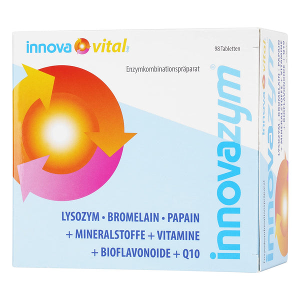 innovazym® Multi-Enzym-Komplex| Entwickelt von der Medizinischen Enzymforschungsgesellschaft| Lysozym+Papain+Bromelain+Bioflavonoide+Q10+Vitamine | 98 Tabletten hochdosiert