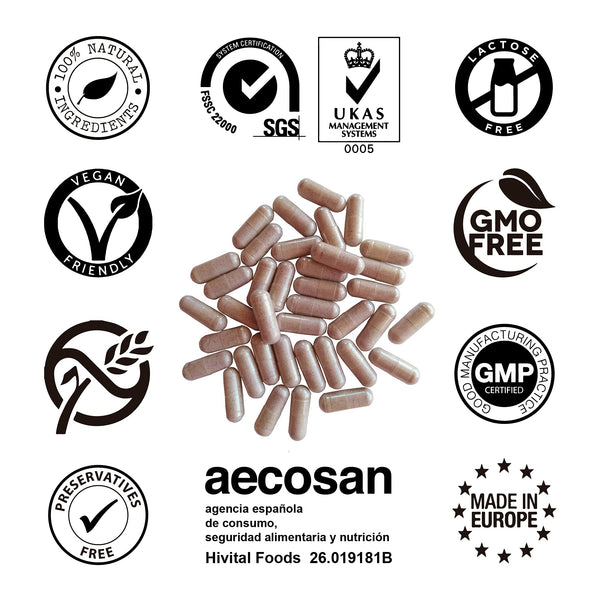 Verdauungsenzyme. 180 vegane Kapseln für eine 6-monatige Kur. Amylase, Protease, Laktase, Lipase, Cellulase, Bromelain und Papain. Hergestellt von HIVITAL