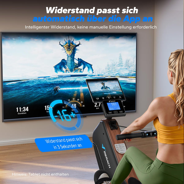 MERACH Rudergerät für Zuhause Klappbar - Leise und Aufgerüstete Magnet Rudermaschine mit Verbesserter Führungsschiene für Mehr Bewegungsfreiheit (R15B4) - Bodyshop-fit