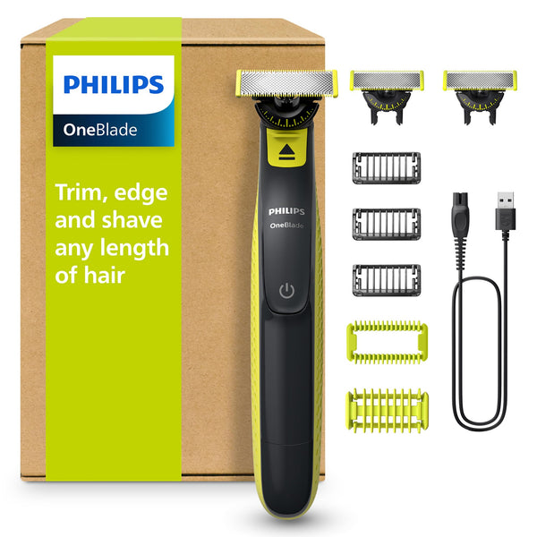 PHILIPS OneBlade 360 Rasierer - Elektrischer Rasierer, Trimmer & Bodygroomer mit 3x 360 Klingen, 3x Trimmaufsätzen und 2x Körperaufsätzen für Nass- & Trockenrasur - Bodyshop-fit