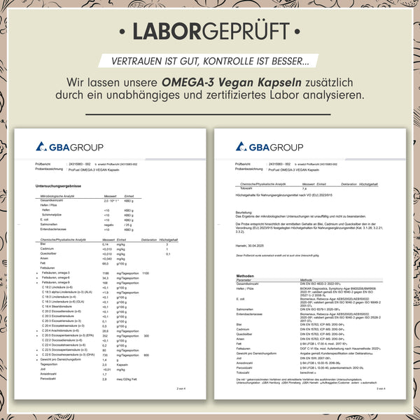 Omega-3 vegan Kapseln 60x - 2000 mg Algenöl pro Tag - hochdosiert: 600 mg DHA + 300 mg EPA - hochwertige Omega-3 Algenöl Kapseln mit DHA & EPA (2:1)
