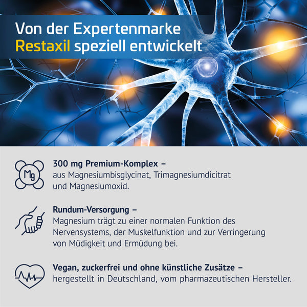 Restaxil Magnesium kaufen – Premium-Magnesium-Komplex mit Magnesiumbisglycinat, Citrat & Oxid (60 Stück) - vegan, gluten- & laktosefrei, in Deutschland hergestellt - Bodyshop-fit