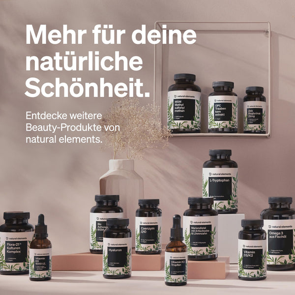 natural elements Biotin + Selen + Zink für Haut, Haare & Nägel - 365 vegane Tabletten - Ohne Magnesiumstearat, laborgeprüft