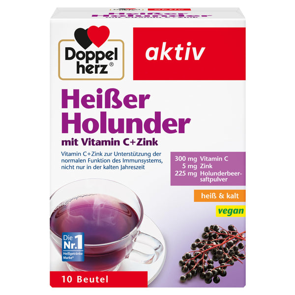 Doppelherz Heißer Holunder Immunsystem - Vitamin C und Zink für starke Abwehrkräfte, vegan, 10 Beutel kaufen - Bodyshop-fit