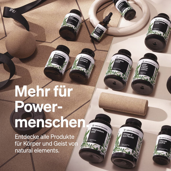 natural elements Eisen mit 40mg natürlichem Vitamin C – 240 vegane Eisentabletten – mit natürlichem Vitamin C aus Acerola – Chelat-Komplex (Eisenbisglycinat) – hochdosiert, ohne unnötige Zusätze