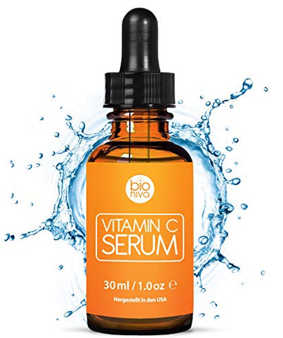 Das beste Vitamin C Serum für Ihr Gesicht mit 20% Vitamin C + Hyaluronsäure + Vitamin E + Jojobaöl. Natürliche AntiAging + Anti Falten + Bio Kollagen Booster Gesichtsserum mit organischen Inhaltsstoffen. Ideal für den Einsatz mit einer Derma Roller. (30 m