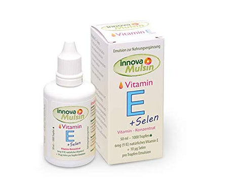 innova Mulsin® Vitamin E + Selen, Emulsion - aktiver Zellschutz für schöne Haut | 100% Bioverfügbarkeit | Premium Qualität mit Selen | Hergestellt in Deutschland