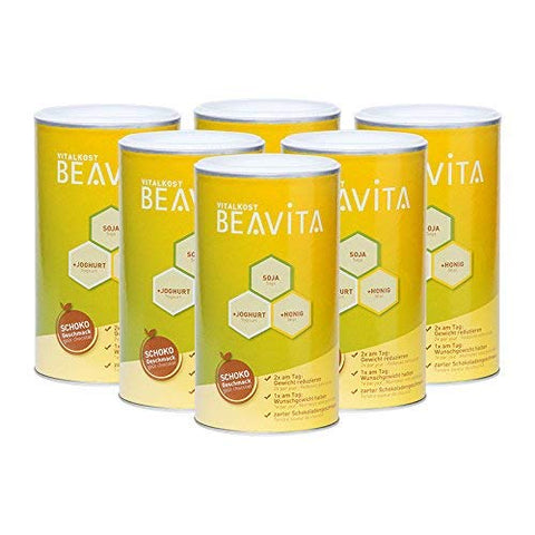 BEAVITA Vitalkost - 6x 500g Schoko Pulver - Eiweiß Diät Shake - 4 Wochen Vorratspaket mit Diätplan - Kalorien sparen & Gewicht reduzieren - Glutenfrei & Vegetarisch - nährstoffreicher Mahlzeitersatz