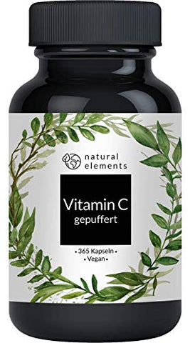 Vitamin C 500mg - 365 Kapseln - Premium: Aus pflanzlicher Fermentation & gepuffert (pH-neutral, säurefrei und magenschonend) - Ohne unerwünschte Zusätze, vegan und hergestellt in Deutschland