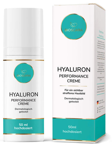 Bioscara Hyaluron Anti Falten Creme 50ml  mit Vitamin E Collagen und Peptiden Anti Aging Creme für ein sichtbar strafferes Hautbild