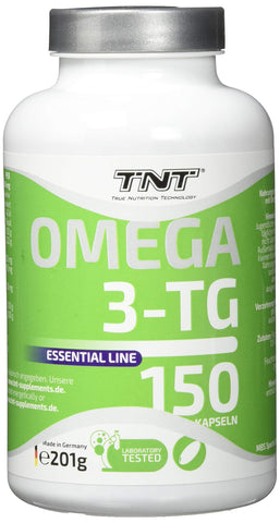 TNT True Nutrition Technology Omega 3 Kapseln Hochdosiert - Reines Fischöl mit EPA & DHA ohne Zusätze - Omega 3 Fettsäuren / 150 Caps