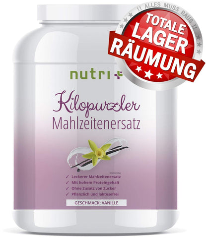 DIÄTPULVER Vanille - 20 Shakes - 1kg Pulver - Pflanzlicher Mahlzeitersatz Kilopurzler - ohne Zucker - vegan - laktosefrei - Diät Shake zum Abnehmen - Hergestellt in Deutschland
