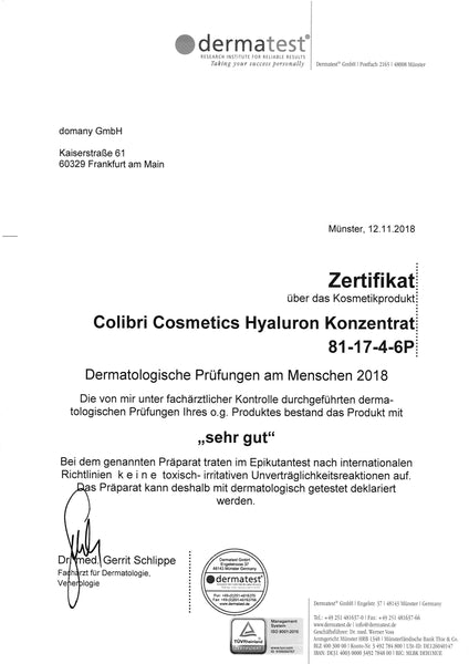 Hyaluronsäure Serum hochdosiert - Testsieger 2019 - natürliche Hyaluron Anti-Aging Creme - 50ml von colibri cosmetics - Naturkosmetik made in Germany